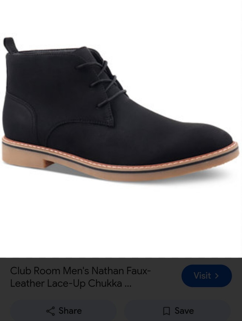 NWT Club Room Black Chukka Boot with Tan Welt